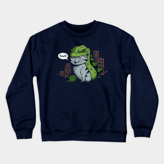 Catzilla! Crewneck Sweatshirt by drawsgood